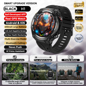 2025 T Rex 3 Built-in Military GPS Smart Watch Men AMOLED 650mAh Battery Waterproof Altimeter Outdoor Fitness Sports Smartwatch