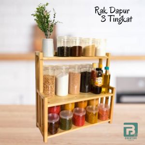 Rak Tempat Bumbu Dapur Serbaguna 3 Susun Ukuran Besar