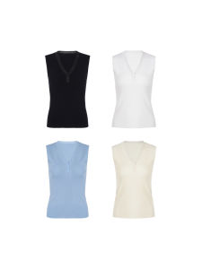 Ice Silk Plain Stripes V-Neck Versatile Vest