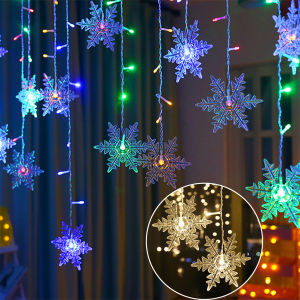Snowflake Curtain Light  8 Modes Indoor Fairy Lights for Christmas Decor Wedding Party Chandelier Luminarias Decor