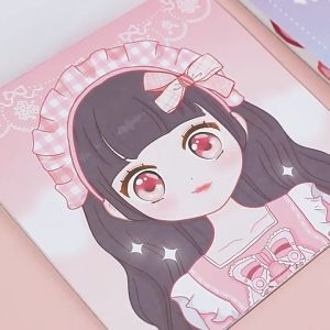 Bestella💗Buku Stiker Pertunjukan Rias Wajah Gadis Kartun/Stiker Dandanan Putri/Mainan Edukasi Anak-anak COD