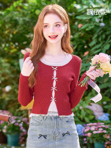 HEYINI | Áo Sweater Nữ Đỏ Ôm Dài Tay