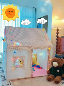 Child Small House Folding Playtent Kid Toy Tent Princess Girl Castle Play House Baby Tent Not include light Ball Chrismas Gift
