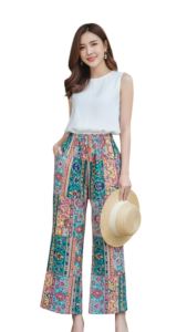 🌼 กางเกงโบฮีเมียนแฮนด์เมด | Patchwork รอบตัว | ผ้าลินินอยู่ทรง | ขาสั้น/ขายาว | S–5XL