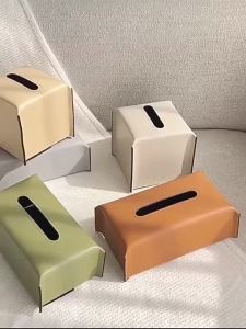 JETTING | (Ce14)Luxury Tissue Box Leather Napkin Case Paper Cover Living Room Tissue Paper Holder Desktop Home Tabletop Decoration