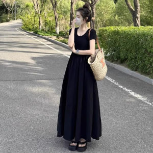 Elegant French Audrey Style Black Dress