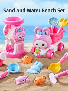 JIFANPAUL | Childrens Beach Play Set with Sand Tools Sand Timer Shovel and Bucket
