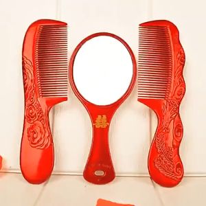 结婚用品 婚礼龙凤梳子镜子 中式龙凤梳镜套装 / Wedding supplies wedding mirror set