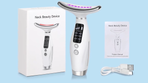 Neck & Face Beauty Device Massager | 7 Colors LED Light Therapy Facial Lifting Machine Anti-Wrinkle Skin Care Tool