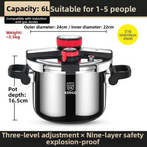 RONGCHUAN | High Pressure 316 Stainless Steel Pressure Cooker 10L