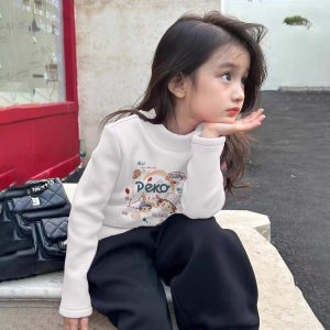Thickened Long Sleeve Half High Collar Childrens T-shirt Autumn Winter Inner Wear for Girls Baby Clothes Spring Summer Style