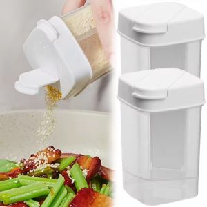 Polocat Clear Seasoning Bottles with Double Lids Salt Pepper Sealed Quantitative Jars Portable Kitchen Picnic Storage Containers
