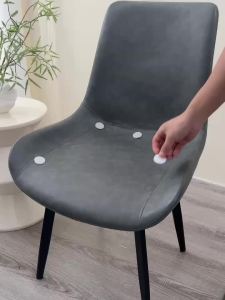 1PC Solid Color Curved Dinning Chair Covers Anti-dirty Stretch Chair Slipcovers Kitchen Seat Covers for Wedding Banquet Hotel