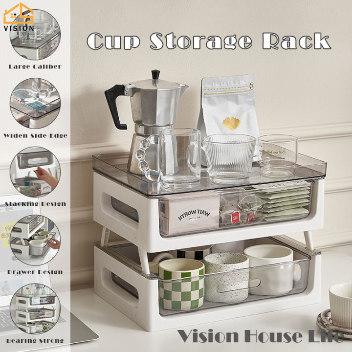 Vision Multi-layer Cup Storage Cabinet Drawer Type Storage Rack Office ...
