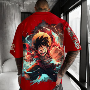 Bandai | One Piece Luffy Printed Cotton Short-sleeved Bandai Loose Mens and Womens 2025 Summer Breathable Sporty Round-neck T-shirt