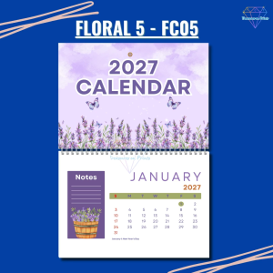 2027 Purple Playful Watercolor Floral Calendar | Minimalist Calendar | Wall Calendar | Desk Calendar | A5/A4/A3