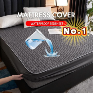 100% Waterproof Quilted Cotton Bedsheet Wrapped Anti Slip Mattress Protector Cover Fully garterized bedsheet Fits mattress thickness from 2 to 12 inches