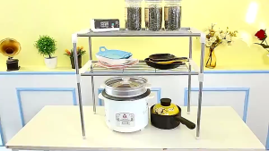 ชั้นวางไมโครเวฟ ชั้นวางของในห้องครัว ชั้นวางเครื่องปรุง แข็งแรงทนทาน กันน้ำไม่เป็นสนิม ตะขอราวบันได racks