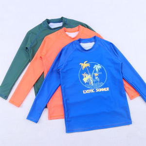 เสื้อซิปยาวสำหรับเด็กชาย ฤดูร้อน วันหยุดชายหาด กีฬา ว่ายน้ำ แห้งเร็ว วิ่ง ฟิตเนส เสื้อผ้ากีฬาสำหรับเด็กชาย