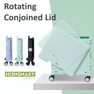 Homsmart รถเข็นพับได้ รุ่นฝาสไลด์ New ดีไซน์สวย หมุนได้ 360 องศา ล้อคู่ 4 ล้อ รถเข็นช้อปปิ้ง รถเข็นของ รถเข็นจ่ายตลาด ตะกร้ารถเข็น