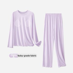 Multiseason Thin Long Sleeve Sleepwear with Padded Bra