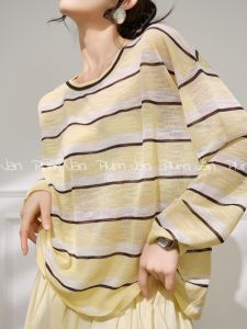 PlumJan | Casual Striped Lightweight Loose Knit Long-sleeve Blouse