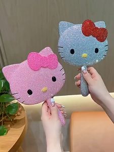 Diy Gương Trang Điểm Gương Mèo Kitty Handmade Kim Cương Đầy Đủ Combo ( Gương + Đá + Keo + Bộ Đính)