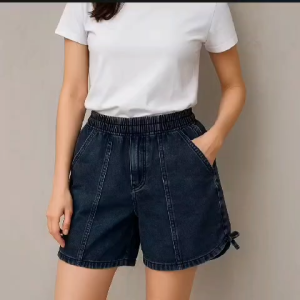 Celana Hotpants Jeans Wanita Jumbo Pinggang Karet Model terbaru Kekinian