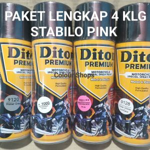 Pilok Cat Diton Premium Paket Lengkap 4 Kaleng Fluorescent Pink Stabilo Ping F9011 9011 Primer Grey 9120 Fluorescent 9000 Clear Gloss 9128 400cc Pilox Paketan Cat Semprot Special Spray Paint