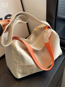 Large Capacity Canvas Tote Bag Womens Pillow Crossbody Bag Commuting Shoulder Bag Korean Style Casual Shopping Bag
