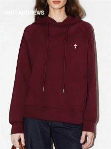 High-End Red Hoodie Womens Loose and Comfy Pullover