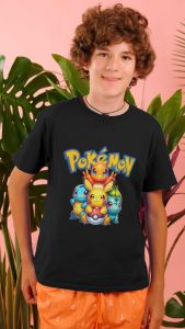 SETELAN BAJU ANAK LAKI-LAKI DAN PEREMPUAN LENGAN PENDEK MOTIF POKEMON PIKACUUSIA 1-10 TAHUN