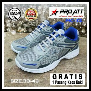 PRO ATT MC 52 Sepatu Olahraga Sport Lari Pria Lelaki Dewasa Keren Kekinian Abu Biru Size 39 sd 43 Murah Berkualitas Free Kaos kaki