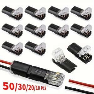 10/20/30/40/50Pcs Pluggable LED Wire Connectors 2 Pin 2 Way Universal Compact Wire Terminals No Wire-Stripping Required
