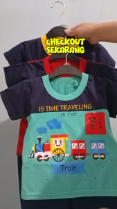 Setelan Baju bayi anak laki laki motif karakter KERETA  usia bayi 3-15 bulan MAX BB 10 KG