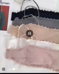 Bra gân tăm phối ren 2 Dây  Đệm Mỏng Mềm Mại Thoáng Mát ( bra636)