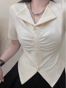 plus Size V-Neck Short Sleeve T-Shirt Summer New Style Korean Version Loose Fit Casual Slimming Meat Covering Waist-Cinching Top