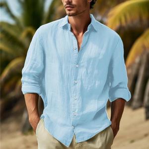 Mens Independent Station Four Seasons Large Size Loose Patchwork Shirt Casual Solid Color Daily Clothing Beach Dinner Cardigan