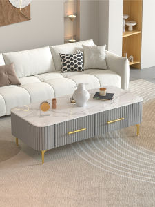 Modern Minimalist Rock Board Coffee Table Living Room TV Cabinet Combination Home Use Luxury Small Apartment New 2024 Model