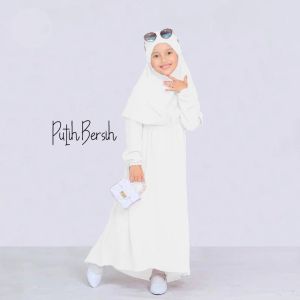 Baju muslim anak perempuan/Gamis anak perempuan Cringkle airflow set hijab/baju muslim/pakaian muslim anak terlaris