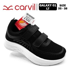 Sepatu Sekolah Anak SD SMP Remaja Laki Laki/Perempuan – CARVIL – GALAXY 01 LT – Size 35-38 – Sneakers – Sport – VLC bLACK wHITE