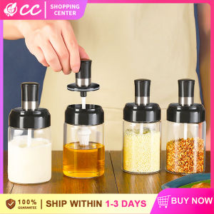 Creativity Kitchen Spoon Lid Integrated Seasoning Glass Jar Seasoning Quantity Control Jar Spice Airtight Containers Condiment Salt Storage Bottles