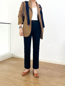 High Waist Straight Leg Jeans Womens Loose Fit Washed Denim Slimming Ankle Length Pants Cotton Stretch Fabric All Seasons