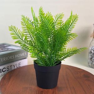 Tanaman Hias Plastik Pot Bunga Daun Hijau Artificial Dekorasi Ornamen Ruangan Rumah Import COD PBP44