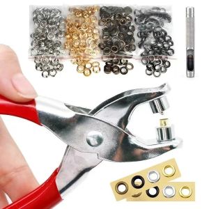 1 Set Grommet Eyelet Plier Set Eyelet Hole Punch Pliers Kit With 100 4mm Metal Eyelets Grommet Tool Kit For Leather Cloth