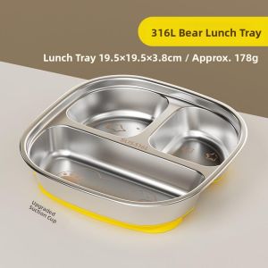 Besee | Non-slip Stainless Steel Childrens Compartment Plate