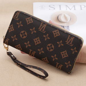 New 2025 Ladies Long Wallet Large Capacity Double Zipper Clutch Fashion Simple Mobile Phone Bag Handheld Bag Leather Purse