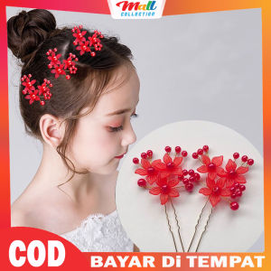 MALL - Mahkota RAmbut Mutiara Motif Bunga Tusuk Konde Cantik Gaya Wanita Korea MHT06