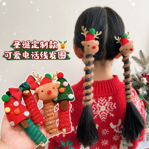 Christmas Children's Headbands, Girls Deer Phone Line Hair Ties, Bubble Braid, and Festival Atmosphere Hair Accessories
