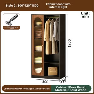 HANYUAN | Bedroom Real Wood Clothes Rack